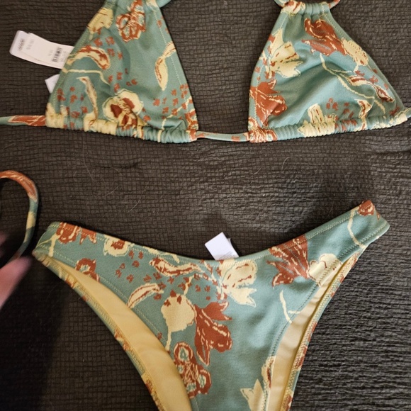 Aerie Floral Swimsuit Jade/Yellow - Picture 3 of 6